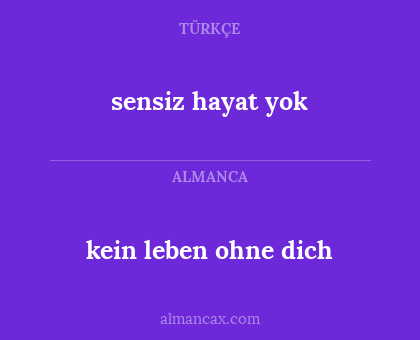 kein leben ohne dich - sensiz hayat yok