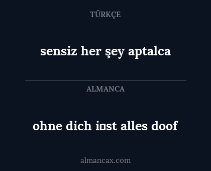 ohne dich i̇st alles doof - sensiz her şey aptalca