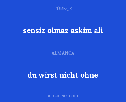 du wirst nicht ohne - sensiz olmaz askim ali
