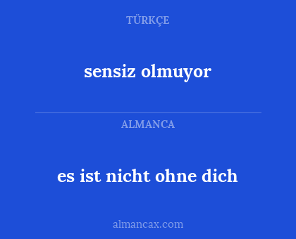 sensiz olmuyor - es ist nicht ohne dich