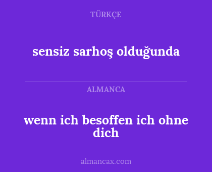 wenn ich besoffen ich ohne dich - sensiz sarhoş olduğunda