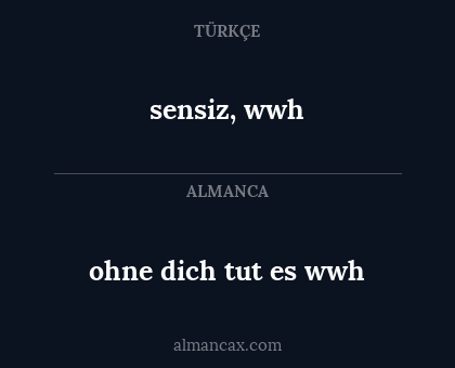 sensiz, wwh - ohne dich tut es wwh