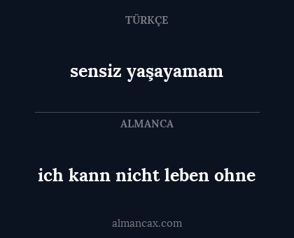 sensiz yaşayamam - ich kann nicht leben ohne