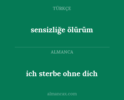 ich sterbe ohne dich - sensizliğe ölürüm