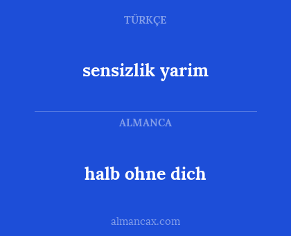 halb ohne dich - sensizlik yarim