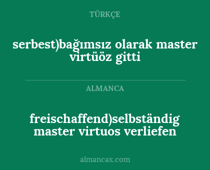 freischaffend)selbständig master virtuos verliefen - serbest)bağımsız olarak master virtüöz gitti
