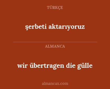 wir übertragen die gülle - şerbeti aktarıyoruz
