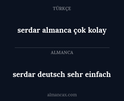 serdar almanca çok kolay - serdar deutsch sehr einfach