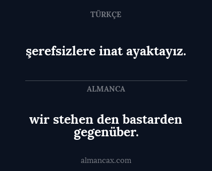 wir stehen den bastarden gegenüber. - şerefsizlere inat ayaktayız.