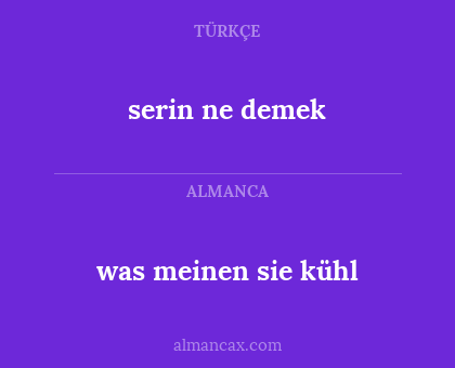 serin ne demek - was meinen sie kühl