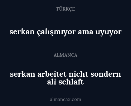 serkan arbeitet nicht sondern ali schlaft - serkan çalışmıyor ama uyuyor