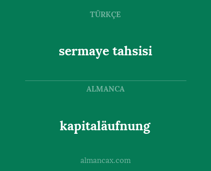 kapitaläufnung - sermaye tahsisi
