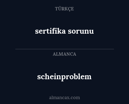 scheinproblem - sertifika sorunu