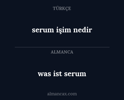 was ist serum - serum işim nedir