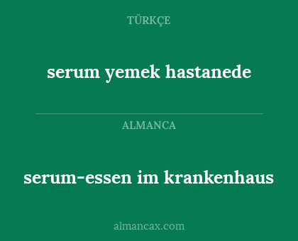 serum yemek hastanede - serum-essen im krankenhaus
