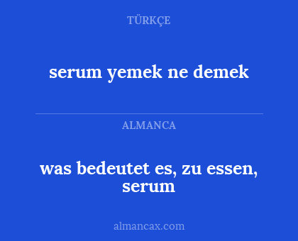 serum yemek ne demek - was bedeutet es, zu essen, serum