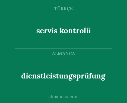 servis kontrolü - dienstleistungsprüfung