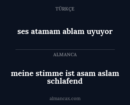 meine stimme ist asam aslam schlafend - ses atamam ablam uyuyor