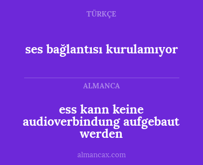 ess kann keine audioverbindung aufgebaut werden - ses bağlantısı kurulamıyor