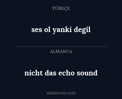 nicht das echo sound - ses ol yanki degil