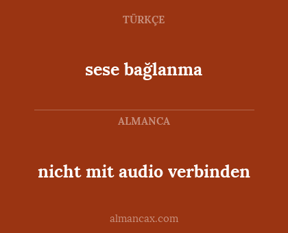 sese bağlanma - nicht mit audio verbinden