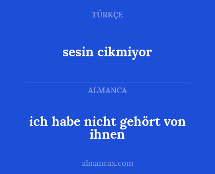 sesin cikmiyor - ich habe nicht gehört von ihnen