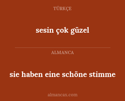 sesin çok güzel - sie haben eine schöne stimme