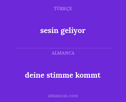 deine stimme kommt - sesin geliyor