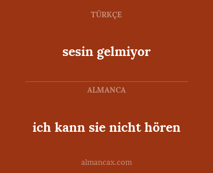 sesin gelmiyor - ich kann sie nicht hören