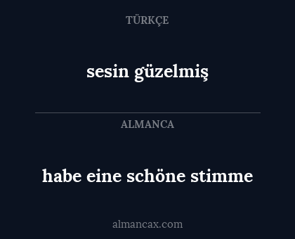 sesin güzelmiş - habe eine schöne stimme