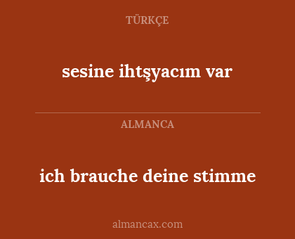 ich brauche deine stimme - sesine ihtşyacım var