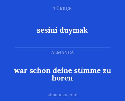 sesini duymak - war schon deine stimme zu horen