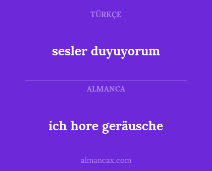 ich hore geräusche - sesler duyuyorum