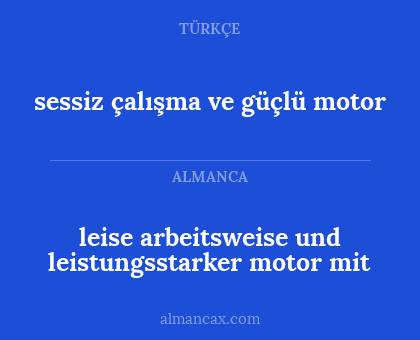 leise arbeitsweise und leistungsstarker motor mit - sessiz çalışma ve güçlü motor