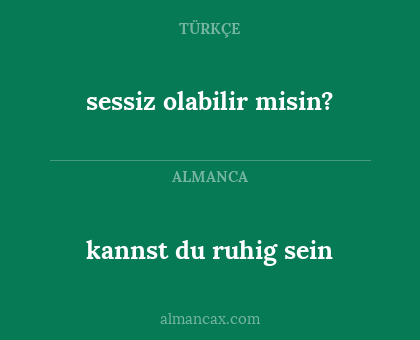 sessiz olabilir misin? - kannst du ruhig sein