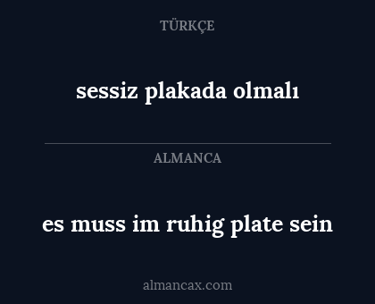 es muss im ruhig plate sein - sessiz plakada olmalı