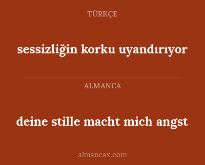 sessizliğin korku uyandırıyor - deine stille macht mich angst