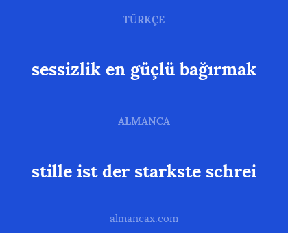 stille ist der starkste schrei - sessizlik en güçlü bağırmak
