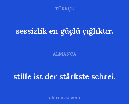 sessizlik en güçlü çığlıktır. - stille ist der stärkste schrei.