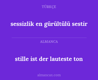 stille ist der lauteste ton - sessizlik en gürültülü sestir