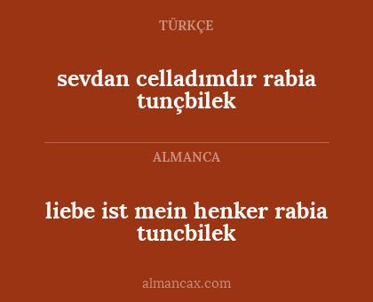 sevdan celladımdır rabia tunçbilek - liebe ist mein henker rabia tuncbilek