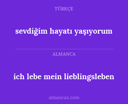 sevdiğim hayatı yaşıyorum - ich lebe mein lieblingsleben