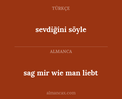 sevdiğini söyle - sag mir wie man liebt