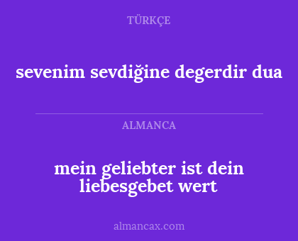 sevenim sevdiğine degerdir dua - mein geliebter ist dein liebesgebet wert