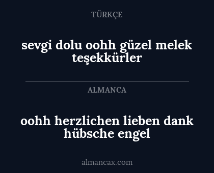oohh herzlichen lieben dank hübsche engel - sevgi dolu oohh güzel melek teşekkürler