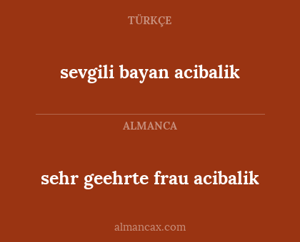 sehr geehrte frau acibalik - sevgili bayan acibalik