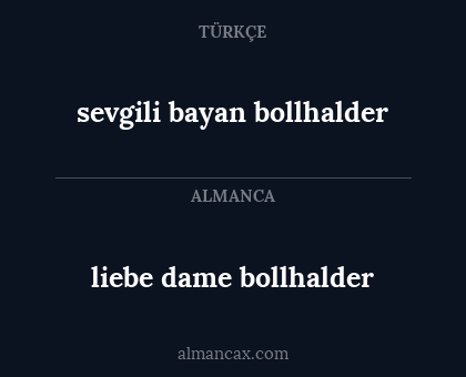 sevgili bayan bollhalder - liebe dame bollhalder