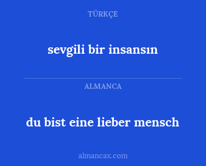 sevgili bir insansın - du bist eine lieber mensch