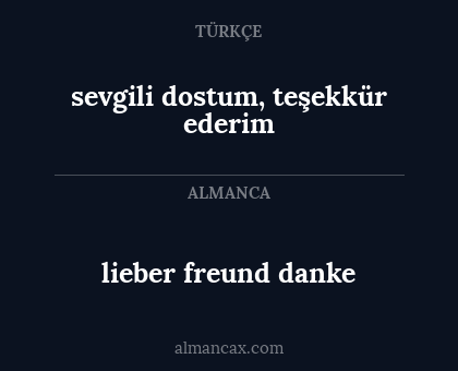 lieber freund danke - sevgili dostum, teşekkür ederim