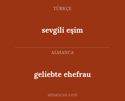 geliebte ehefrau - sevgili eşim